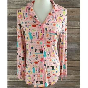 Nick & Nora Sewing Button Front Pajama Top XS